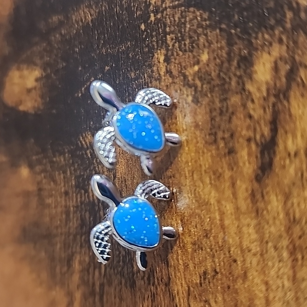FIRM PRICE Blue Turtle Earrings .925 FP Avarage Price Is 17 Picture In Secion